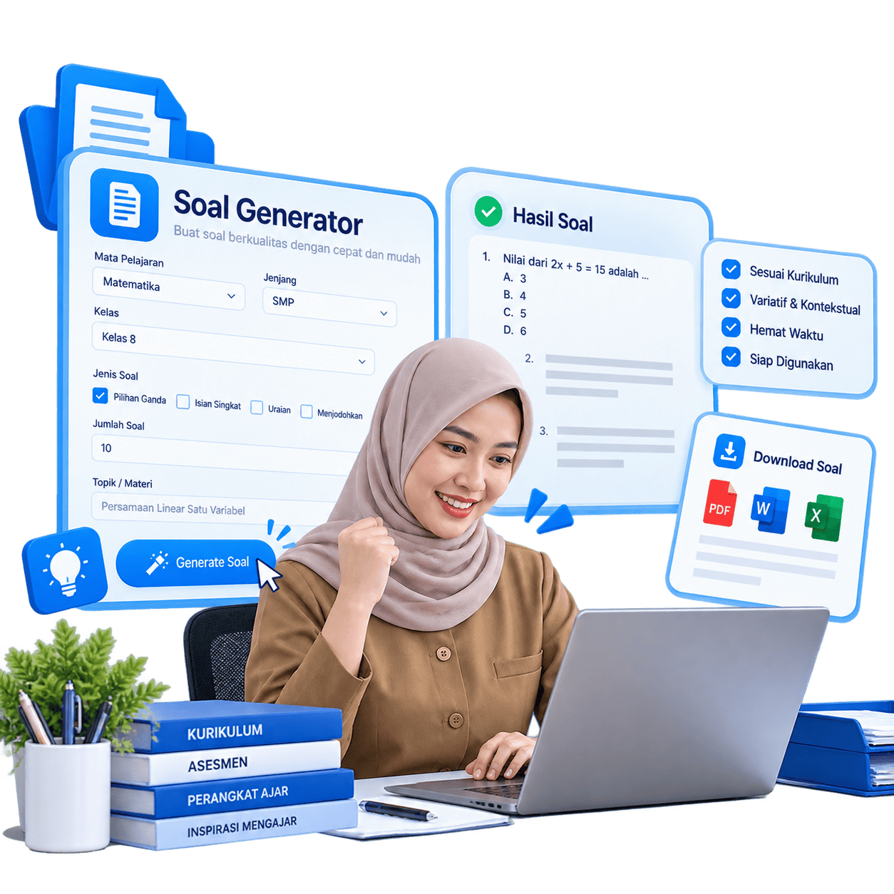 Tampilan dashboard Generator Soal AI GuruInovatif